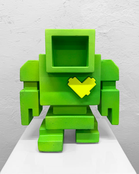 LIME SHINE GID - 1ft Concrete Lovebot Sculpture