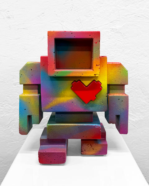 SOFT RAINBOW POP - 1ft Concrete Lovebot Sculpture