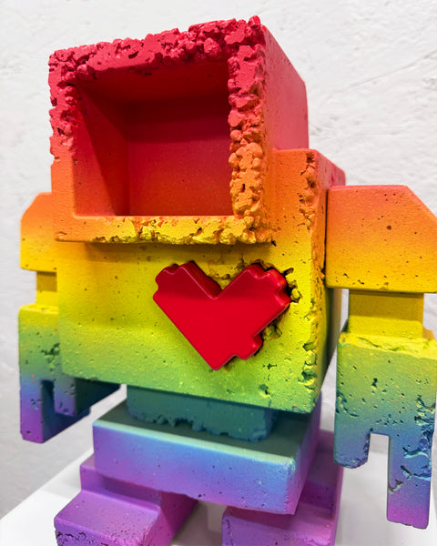 ROCK RAINBOW - 1ft Concrete Lovebot Sculpture