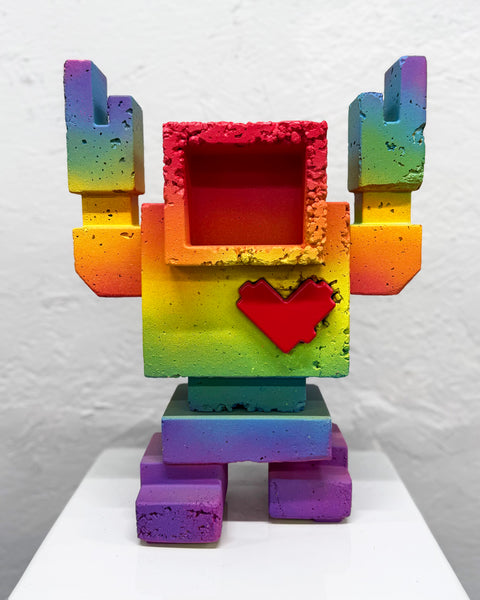 ROCK RAINBOW - 1ft Concrete Lovebot Sculpture