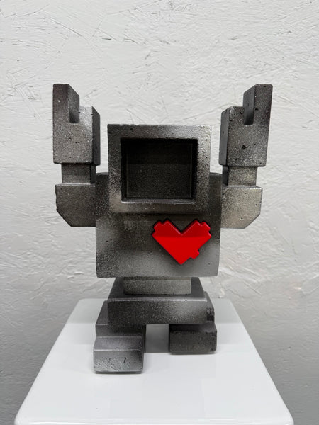 RAFFLE Tickets* - BURNT SILVER - 1ft Concrete Lovebot Sculpture