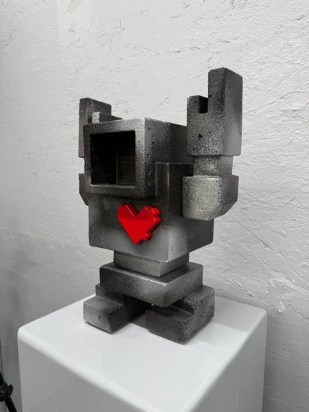 RAFFLE Tickets* - BURNT SILVER - 1ft Concrete Lovebot Sculpture