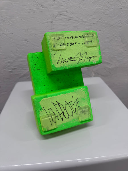 LIME SHINE GID - 1ft Concrete Lovebot Sculpture