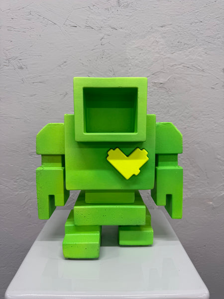 LIME SHINE GID - 1ft Concrete Lovebot Sculpture
