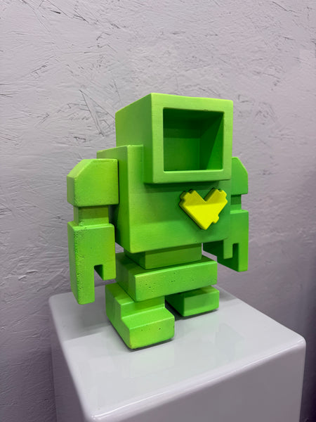 LIME SHINE GID - 1ft Concrete Lovebot Sculpture