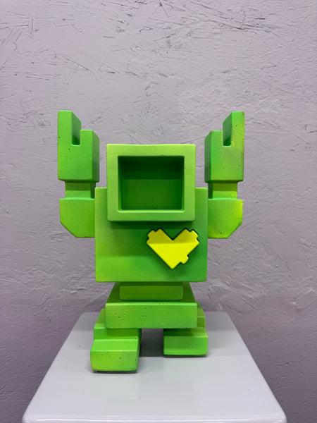LIME SHINE GID - 1ft Concrete Lovebot Sculpture