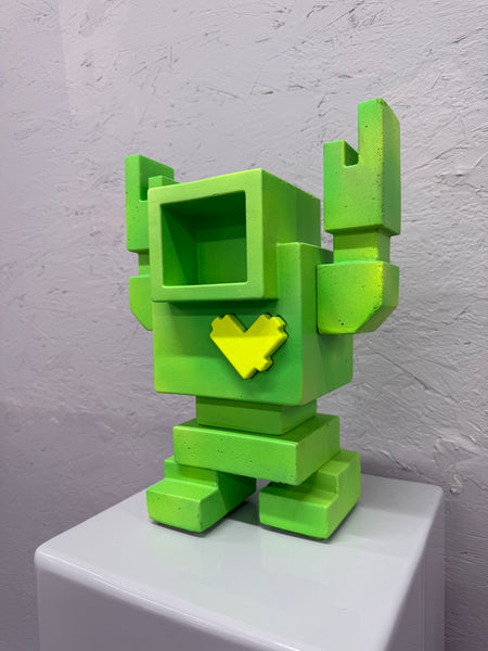 LIME SHINE GID - 1ft Concrete Lovebot Sculpture