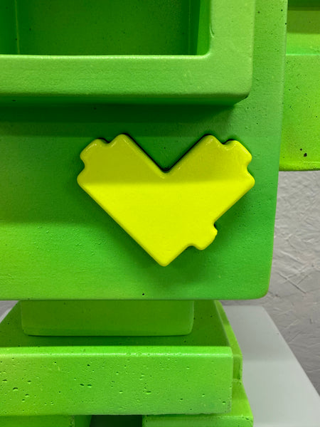 LIME SHINE GID - 1ft Concrete Lovebot Sculpture