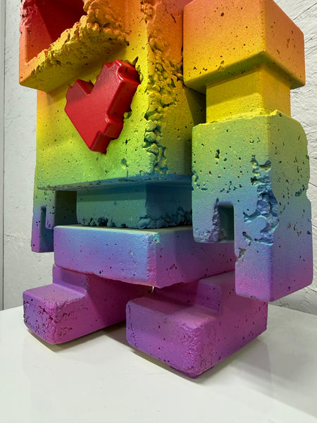 ROCK RAINBOW - 1ft Concrete Lovebot Sculpture