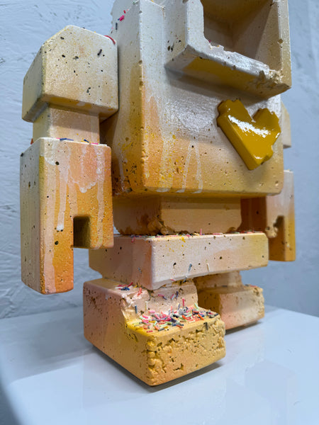 LEMON CUSTARD SUNDAE - 1ft Concrete Lovebot Sculpture