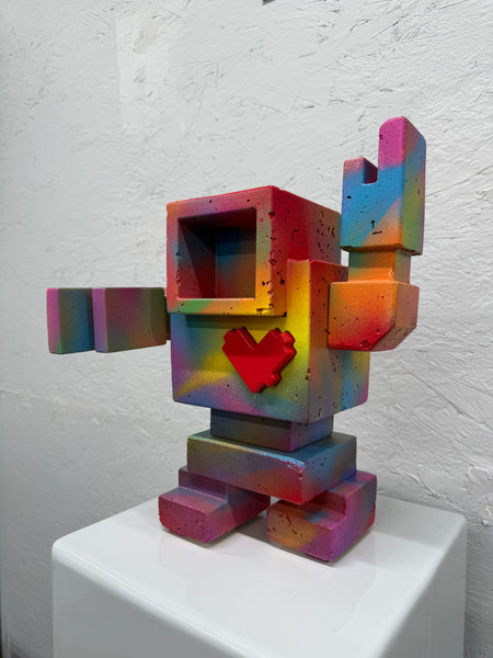 SOFT RAINBOW POP - 1ft Concrete Lovebot Sculpture