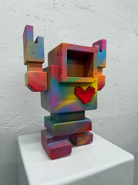 SOFT RAINBOW POP - 1ft Concrete Lovebot Sculpture