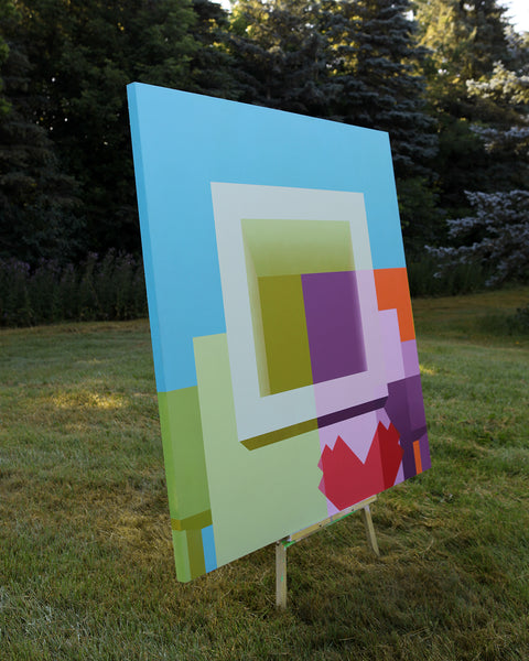 2018 - 60in Original Painting "Chartreuse Square" -  Love Metrix Solo Exhibition Painting by Matthew Del Degan