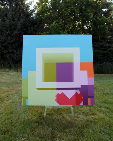 2018 - 60in Original Painting "Chartreuse Square" -  Love Metrix Solo Exhibition Painting by Matthew Del Degan